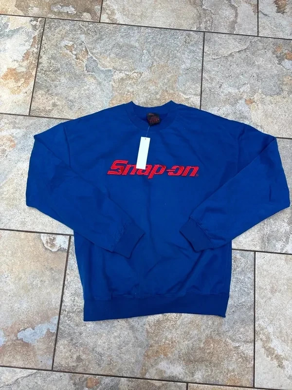 Snap On NWT crewneck blue red embroidered basic mechanic streetwear soft cotton