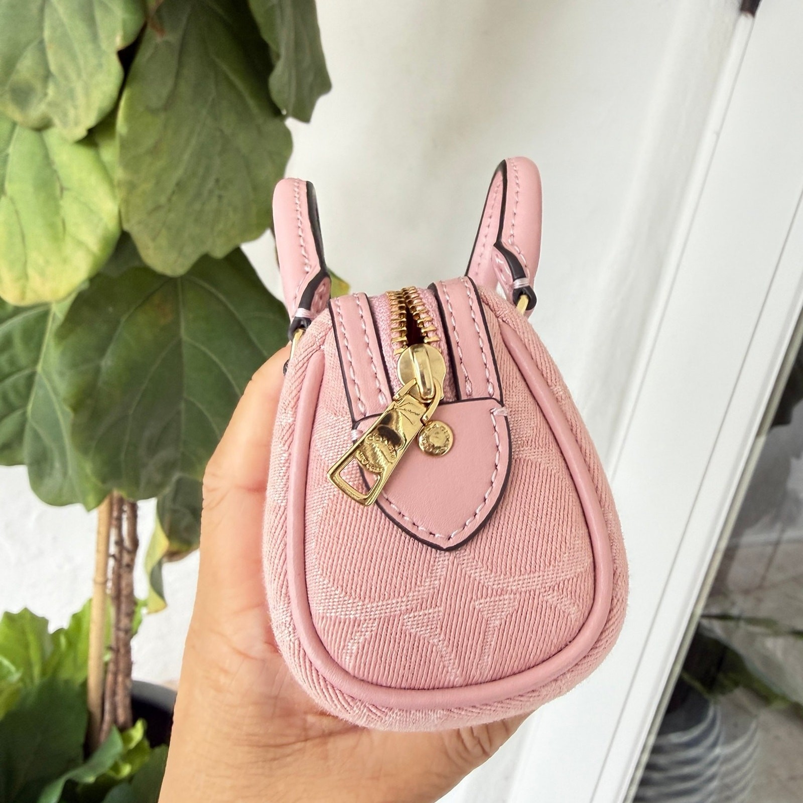 Coach Mini Rowan Bag Charm In Signature Denim CEU38 denim/Gold/Light Pink