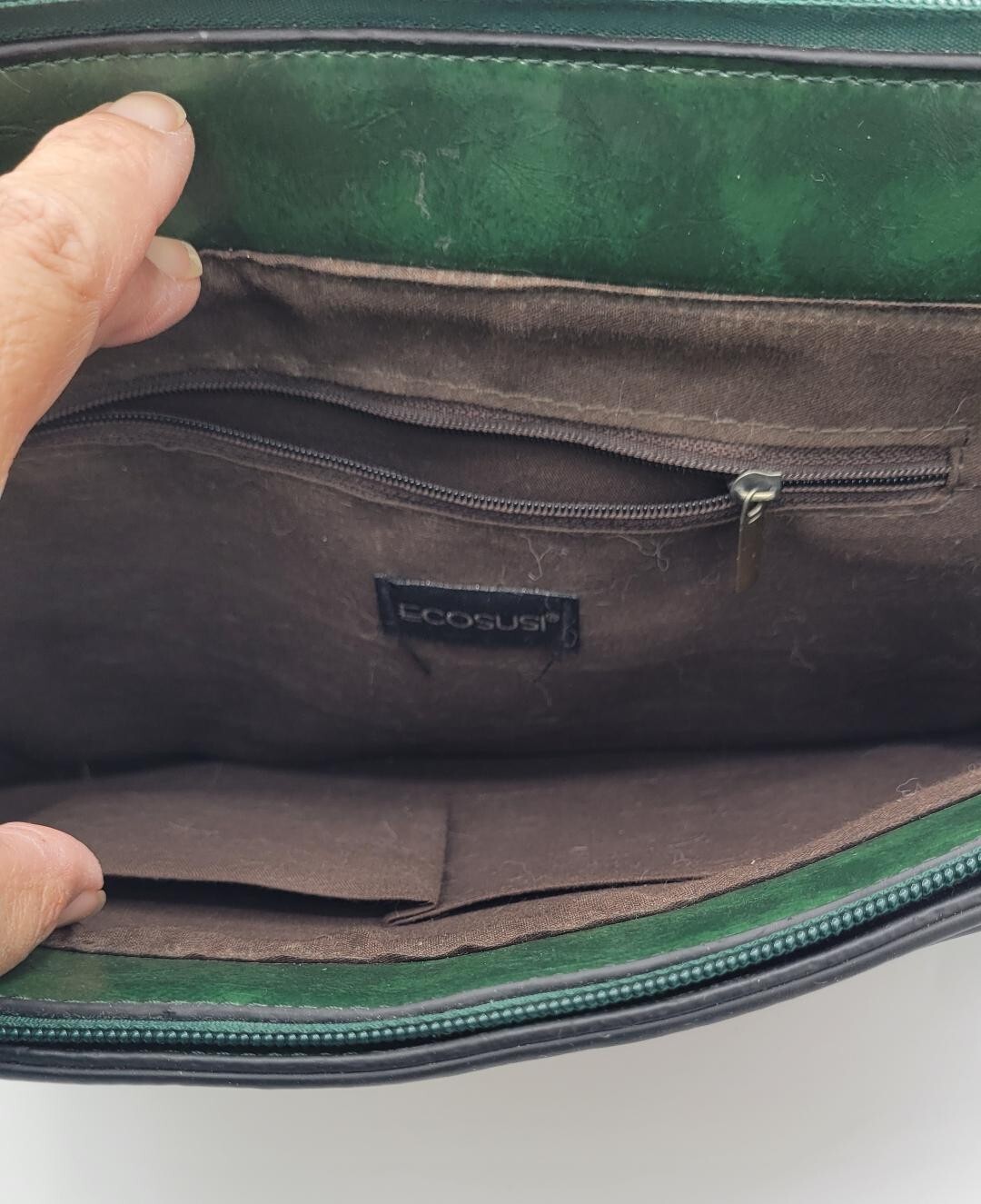 ECOSUSI Green Messenger Bag for Women Briefcase Laptop Bag Leather-FLAWS