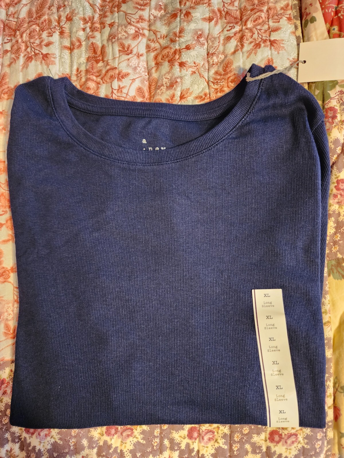 A New Day Dark Navy Blue Women’s Long Sleeve Ribbed Shirt XL