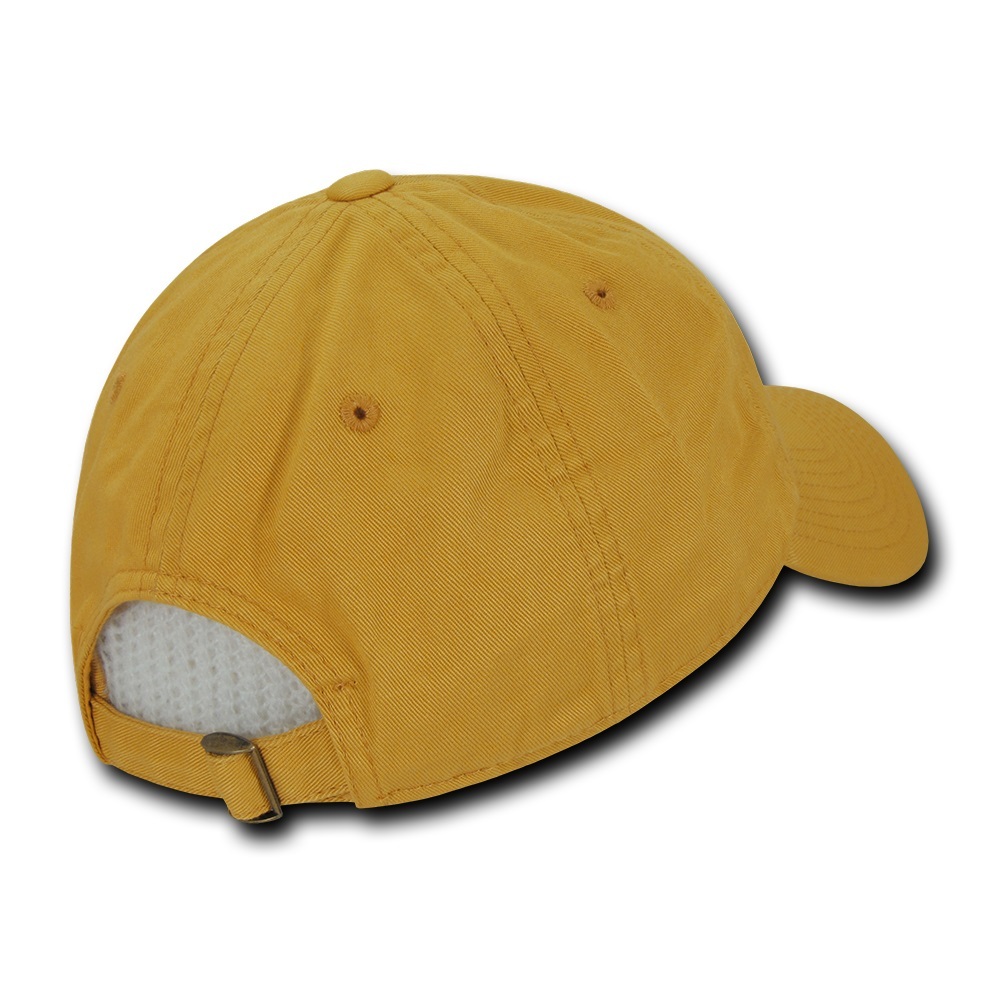 Gold Plain Solid Blank Washed Cotton Polo Style Low Crown Baseball Ball Cap Hat