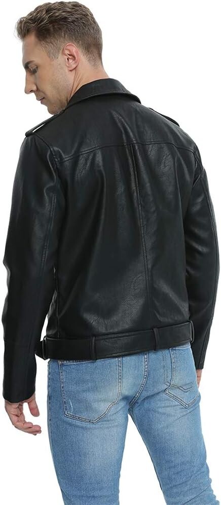 Fahsyee Men’s Size Medium Black Leather Jacket Brand New 100% Polyurethane