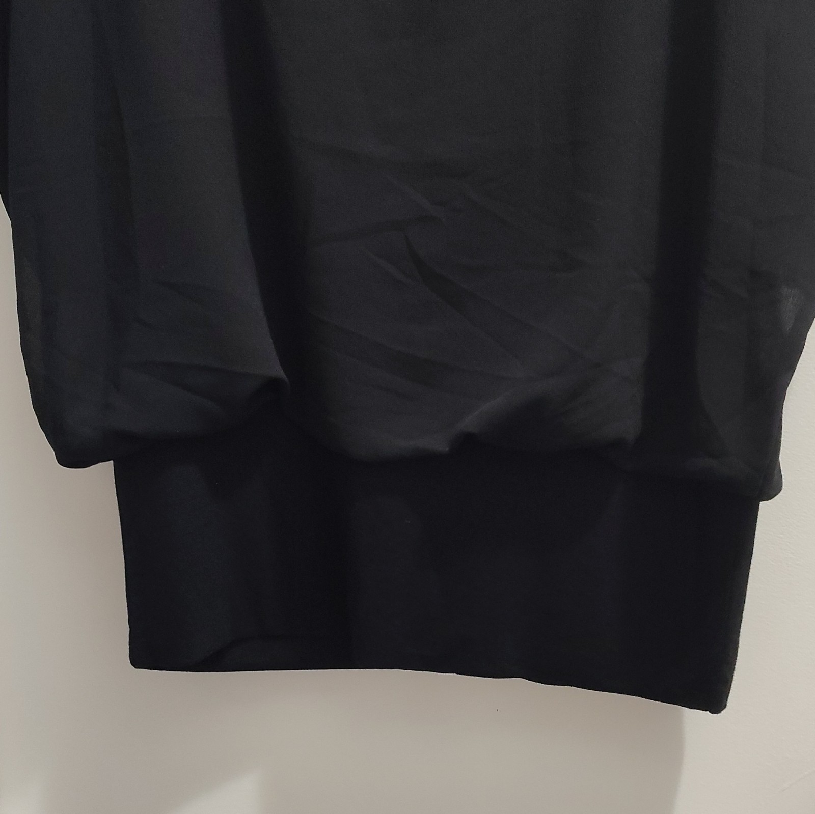 Joseph A. Women’s Black Solid Boat Neck Sheer Chiffon Batwing Pullover Blouse S