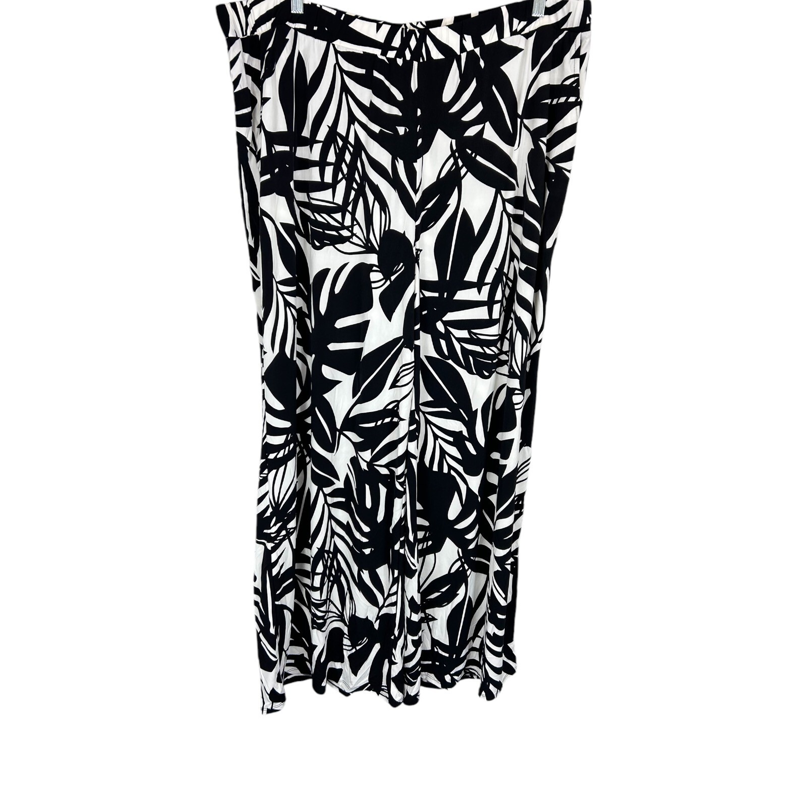 Girl With Curves Regular Wide Leg Printed Knit Pants Pearl White Palm 2X Plus Sz