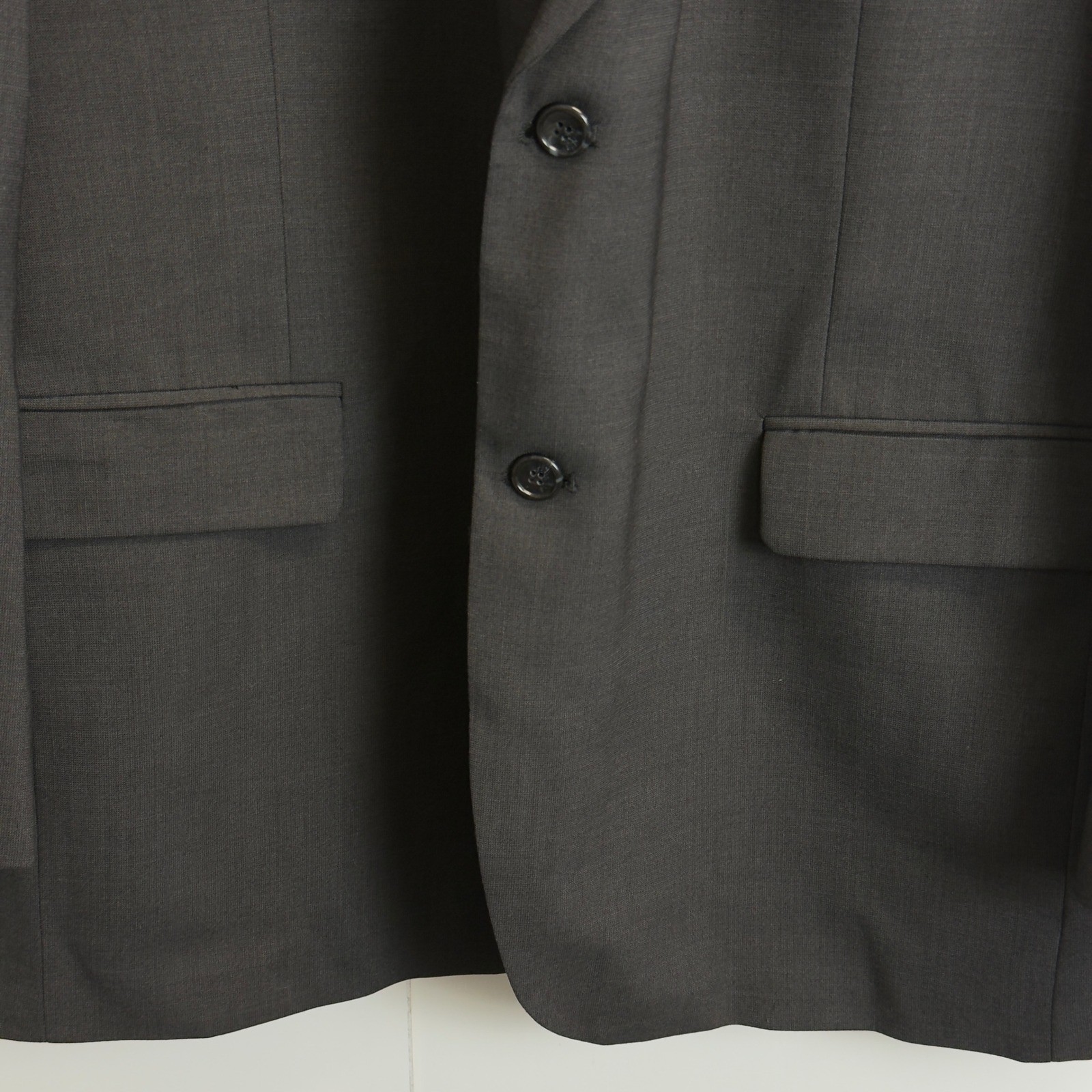 Haggar Black Label Mens 46L Blazer Charcoal Gray Worsted Wool Blend Suit Jacket
