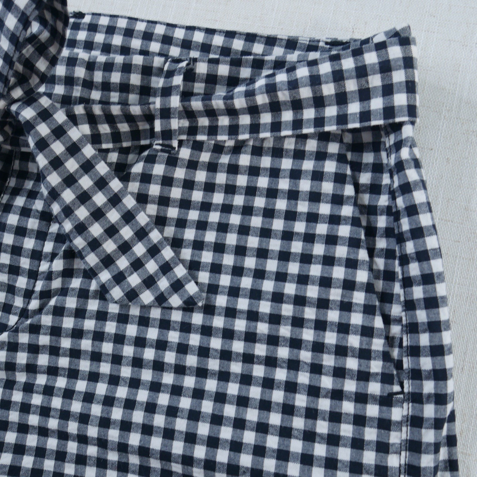 Preppy Old Navy Womens Sz 2 Tie Front Gingham Black White Mid Rise Chino Short