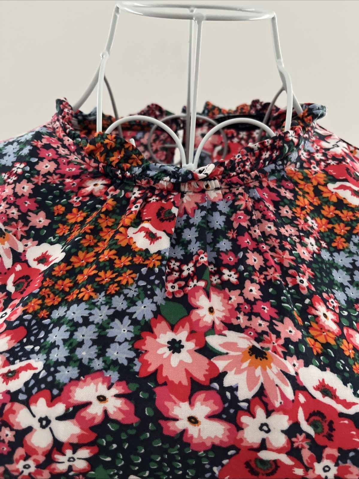 Long Sleeved Blouse M&S Pink Blue White Floral UK 10 Ladies