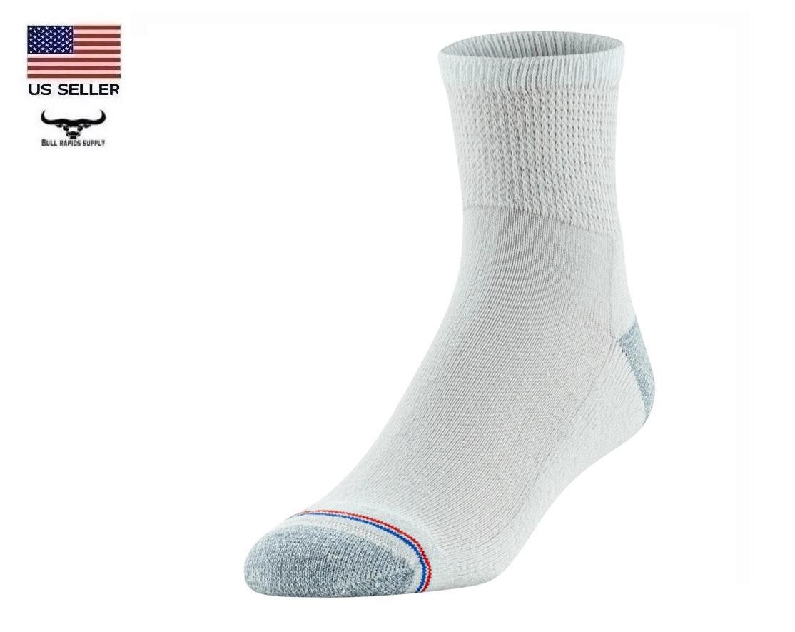MediPeds Men’s Non-Binding Ankle Socks, 6-Pairs, White, Men (7–12) Women (10–13)
