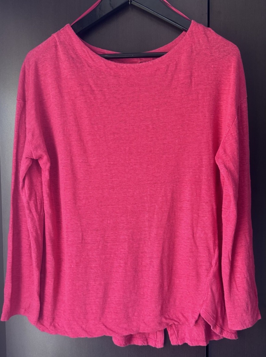 Adrienne Vittadini 100% Linen Knit Top Pink Fuchsia Tunic Size M Altered