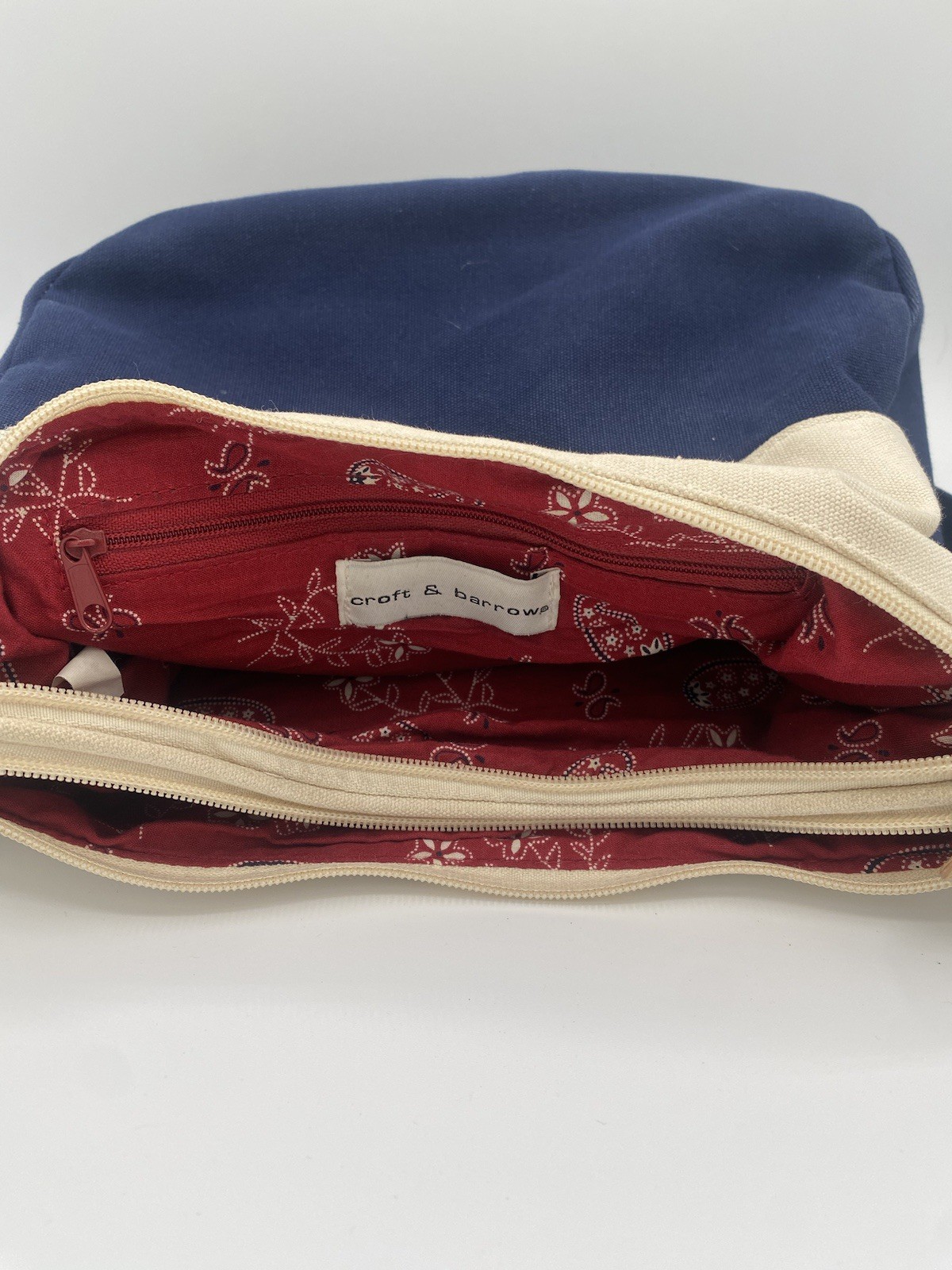 Croft and Barrow navy and cream canvas shoulder bag