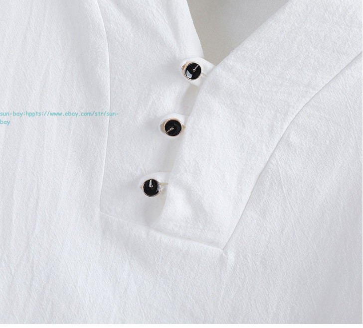 New Men Linen Set 2pcs Button Shirts Drawstring Pants Sets Summer Beach Outfits