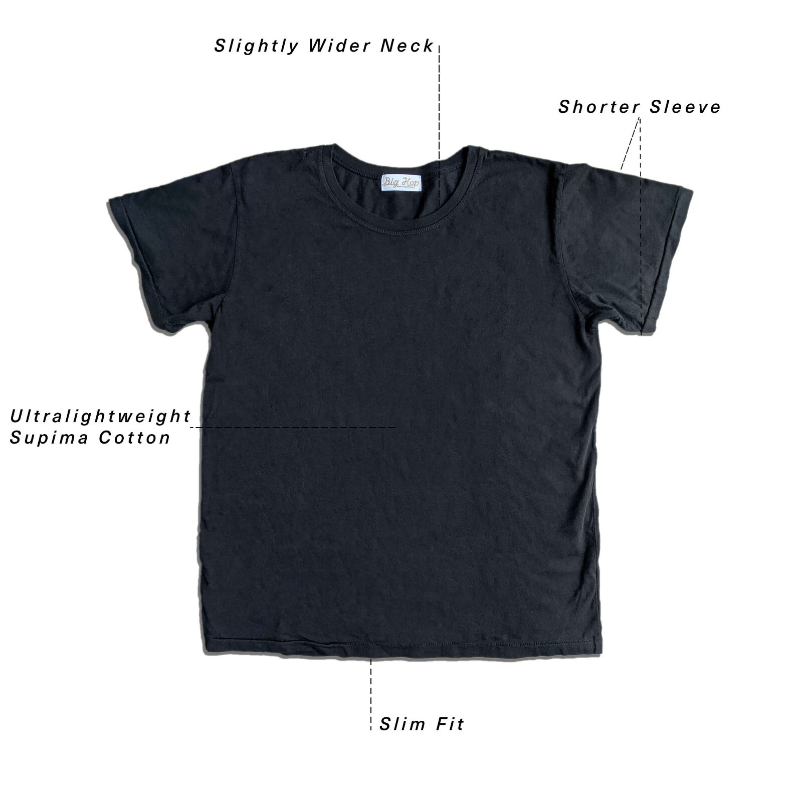 3-Pack Supima Cotton T-Shirt USA Made – Slim Fit Ultra Lightweight – Black