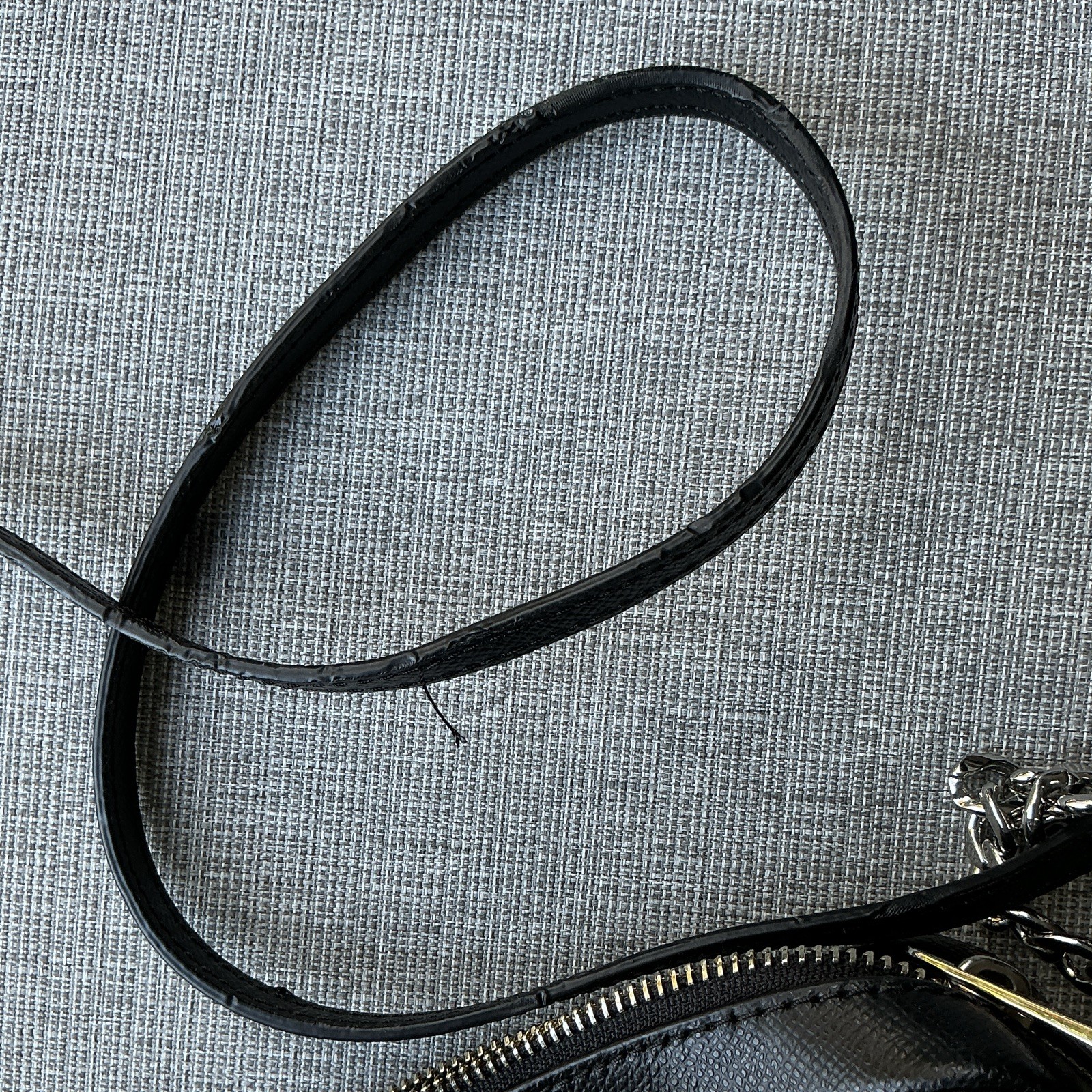 Michael Kors Silver Logo Crossbody Bag Zip Chain Black Strap