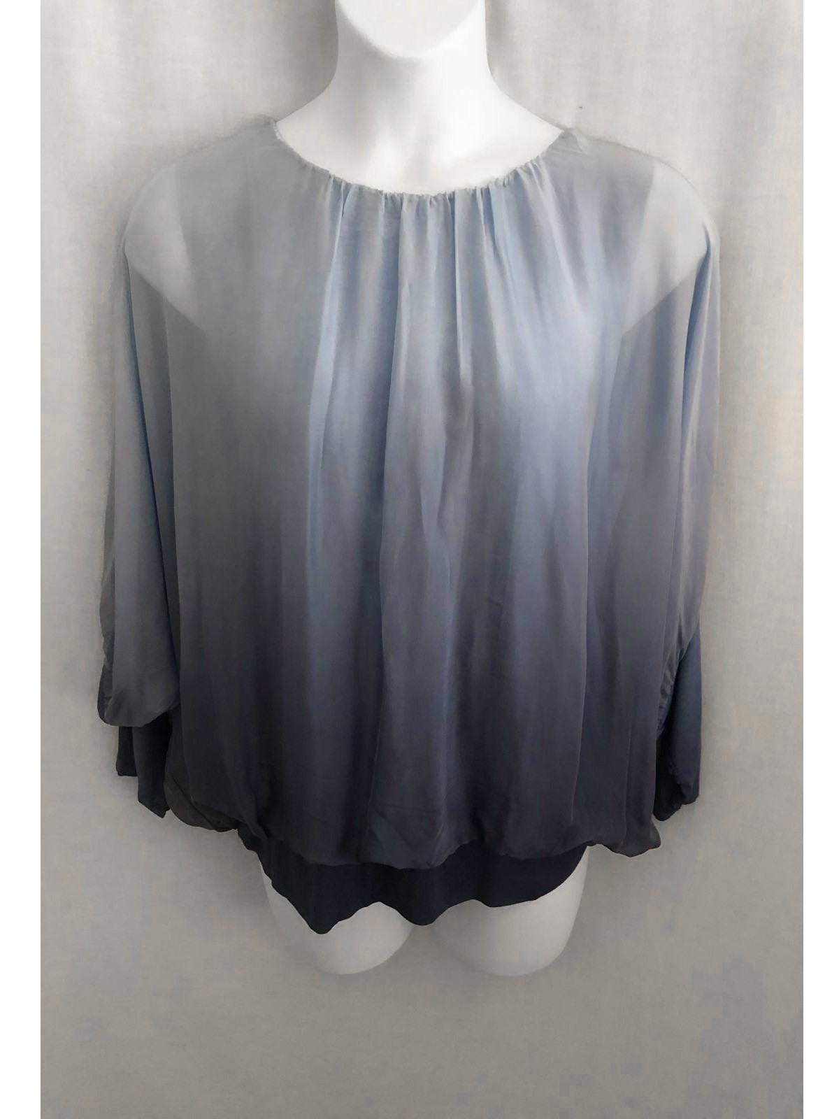 Scandal Blouson Balloon Sleeve Pullover Top Silk Blend Large NWT