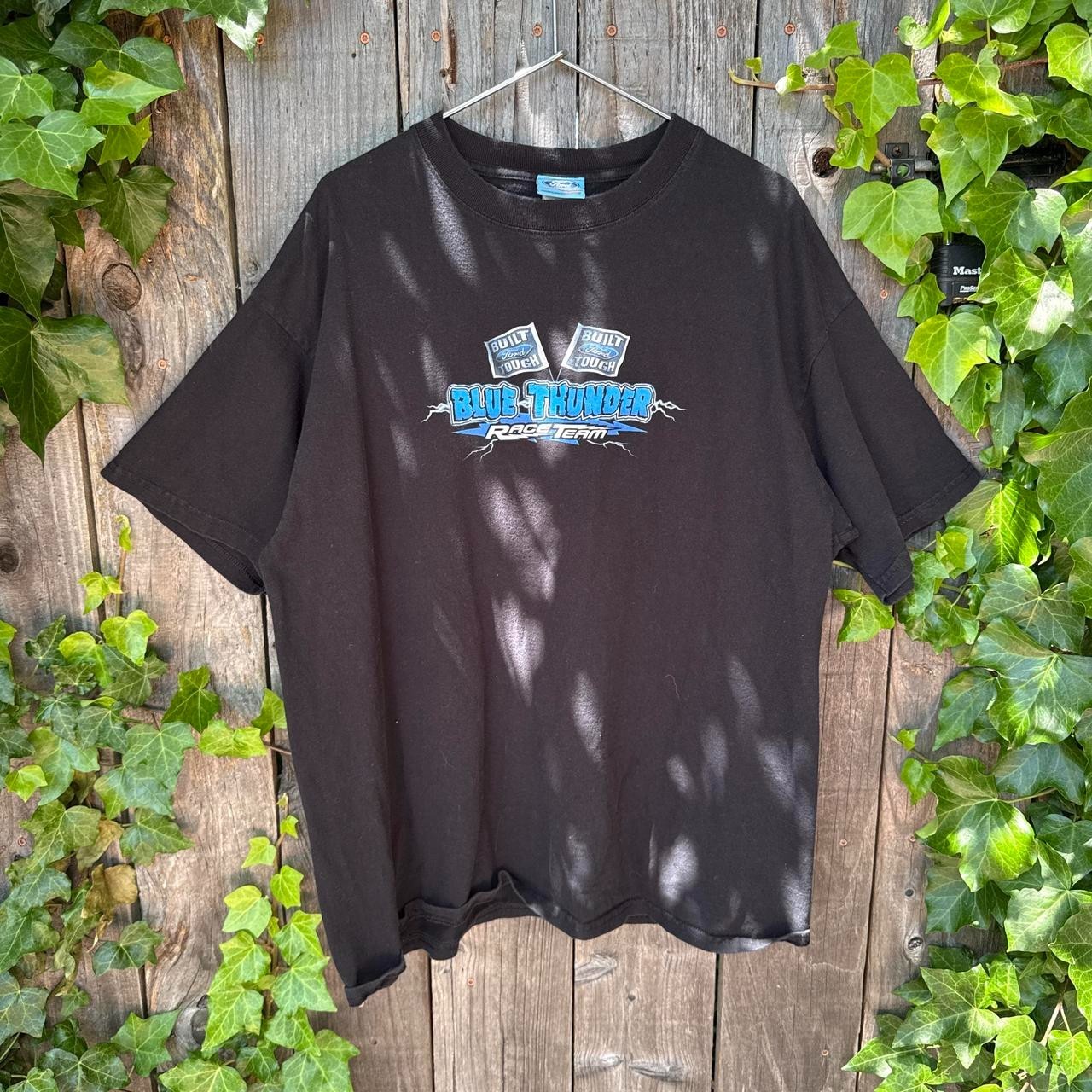 VINTAGE FORD BLUE THUNDER RACE TEAM BLACK GRAPHIC TEE SIZE XL