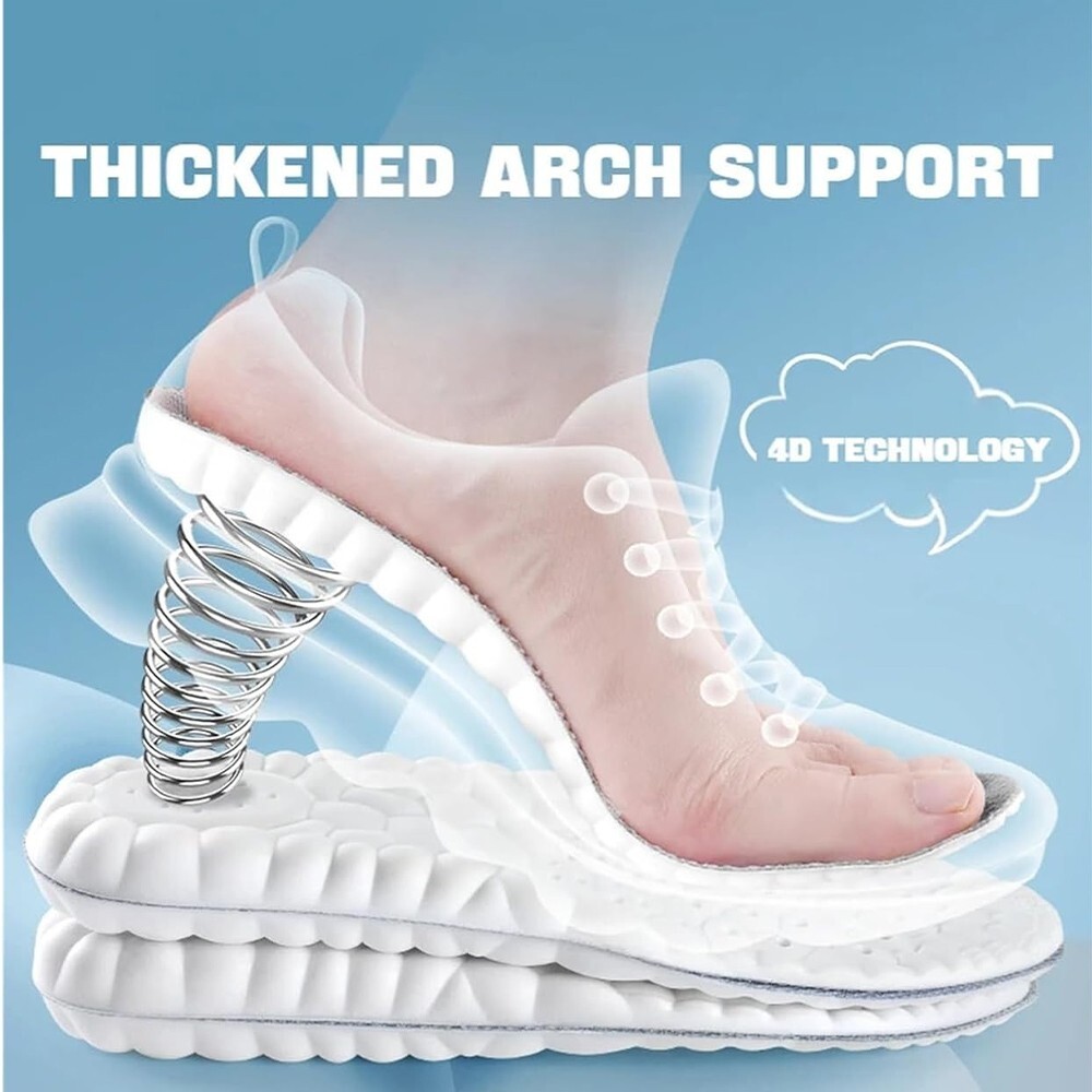 4D Massage Sports Insoles – Ultra Soft, Shock Absorption & Breathable Comfort