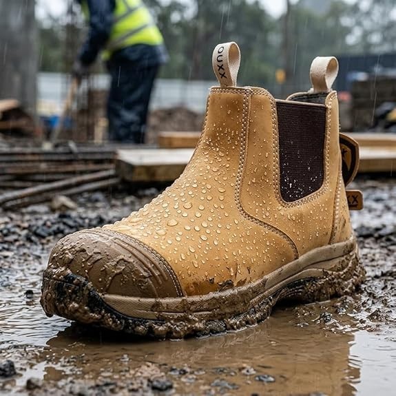 OUXX Steel Toe Chelsea Work Boots for Men, 6 inch, Slip-On, Rubber Outsole