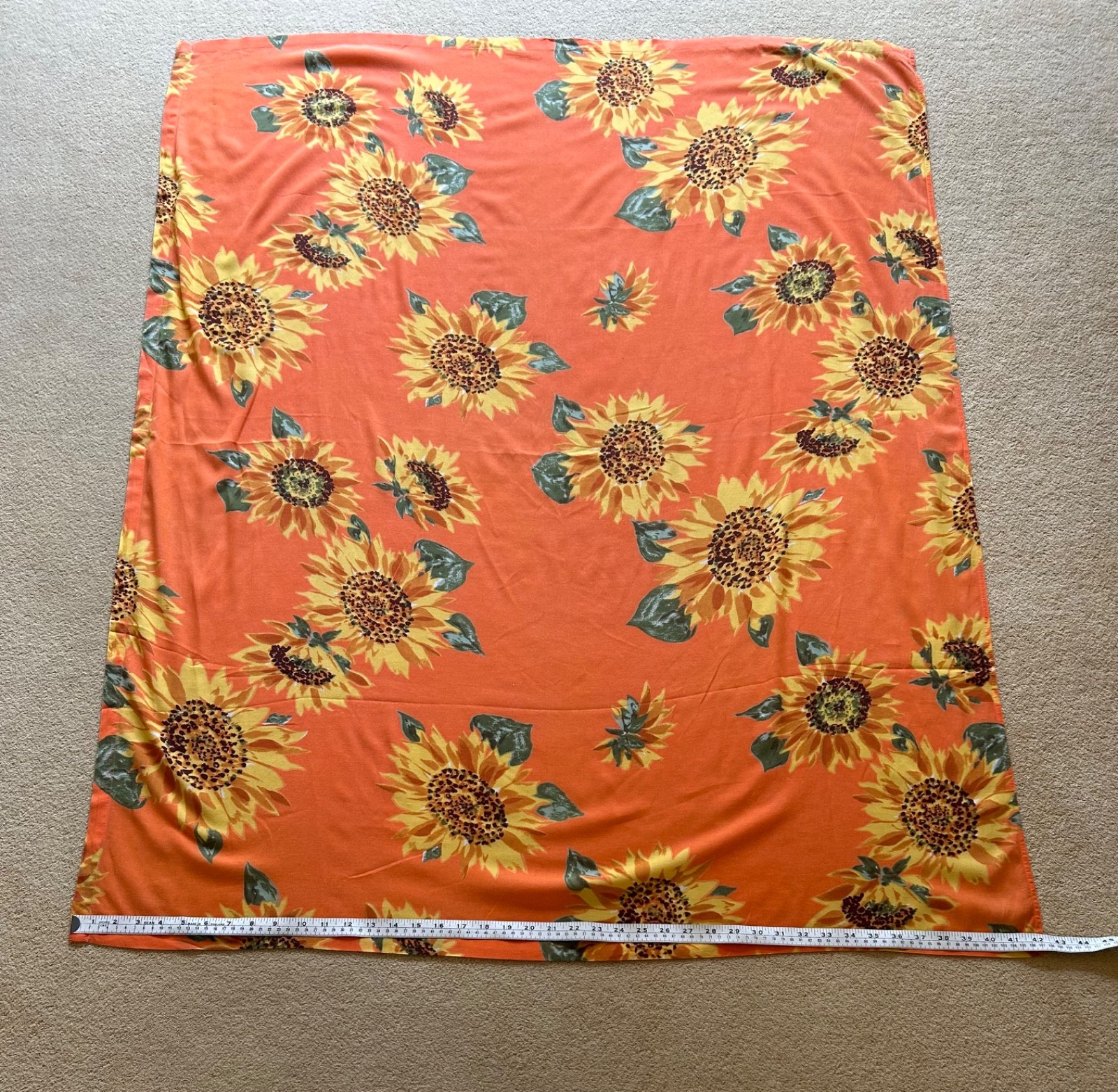 NEXT Stunning Vintage Sarong Beach Cover Up Orange Sunflower Pattern 132x 107cm