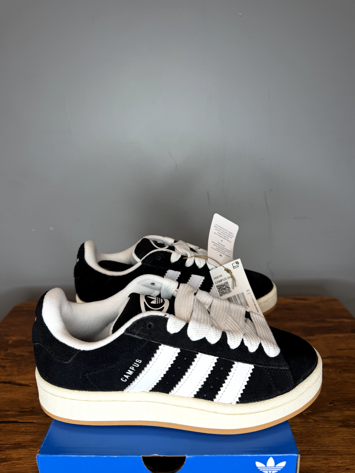 ADIDAS CAMPUS 00S CORE BLACK WHITE GUM ATHLETIC SNEAKERS HQ8708 SIZES 3.5 4.5 5