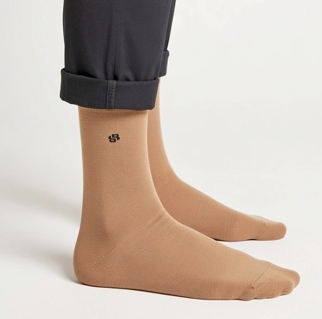 HUGO BOSS | Mens Beige Logo Solid Formal Dress Socks | One Size UK 6-11 EU 40-46