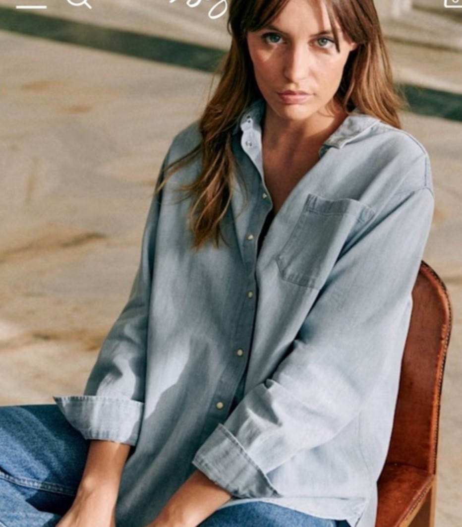 Sezane Max Shirt Light Denim Size 38 Button Down
