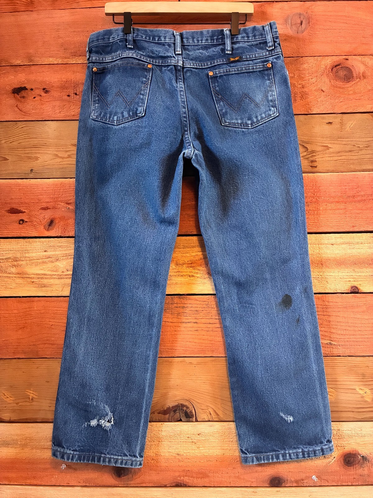 Vintage Wrangler 936PWD Cowboy Cut Jeans 36×27 Distressed Workwear Paint USA Wes