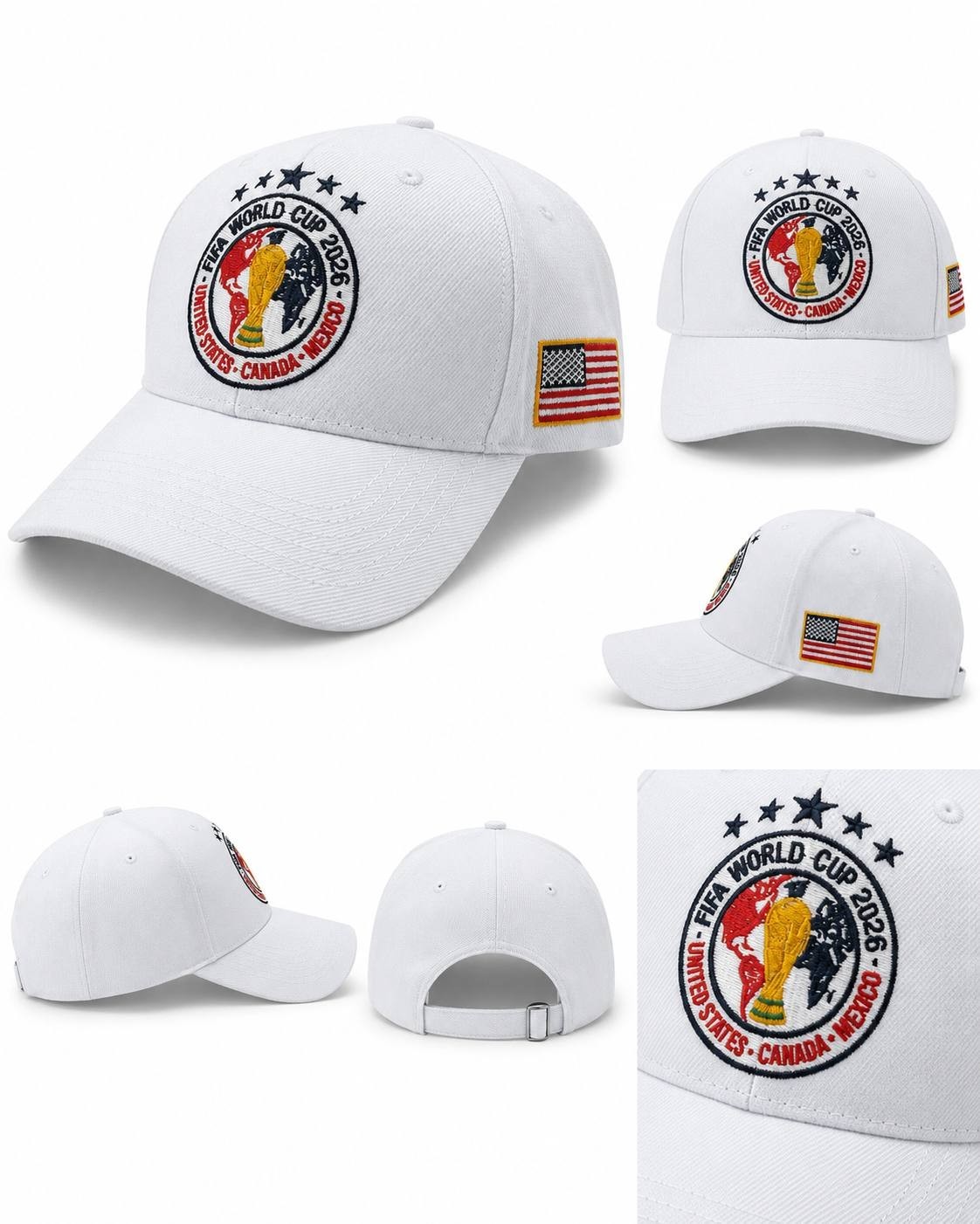FAST SHIP – FIFA World Cup 2026 MEX USA CAN Cotton Hat, Detailed Embroidery