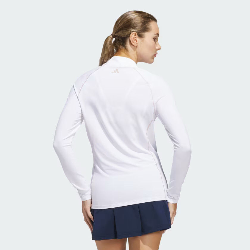 adidas women Ultimate365 Solid Quarter-Zip Mock Polo Shirt