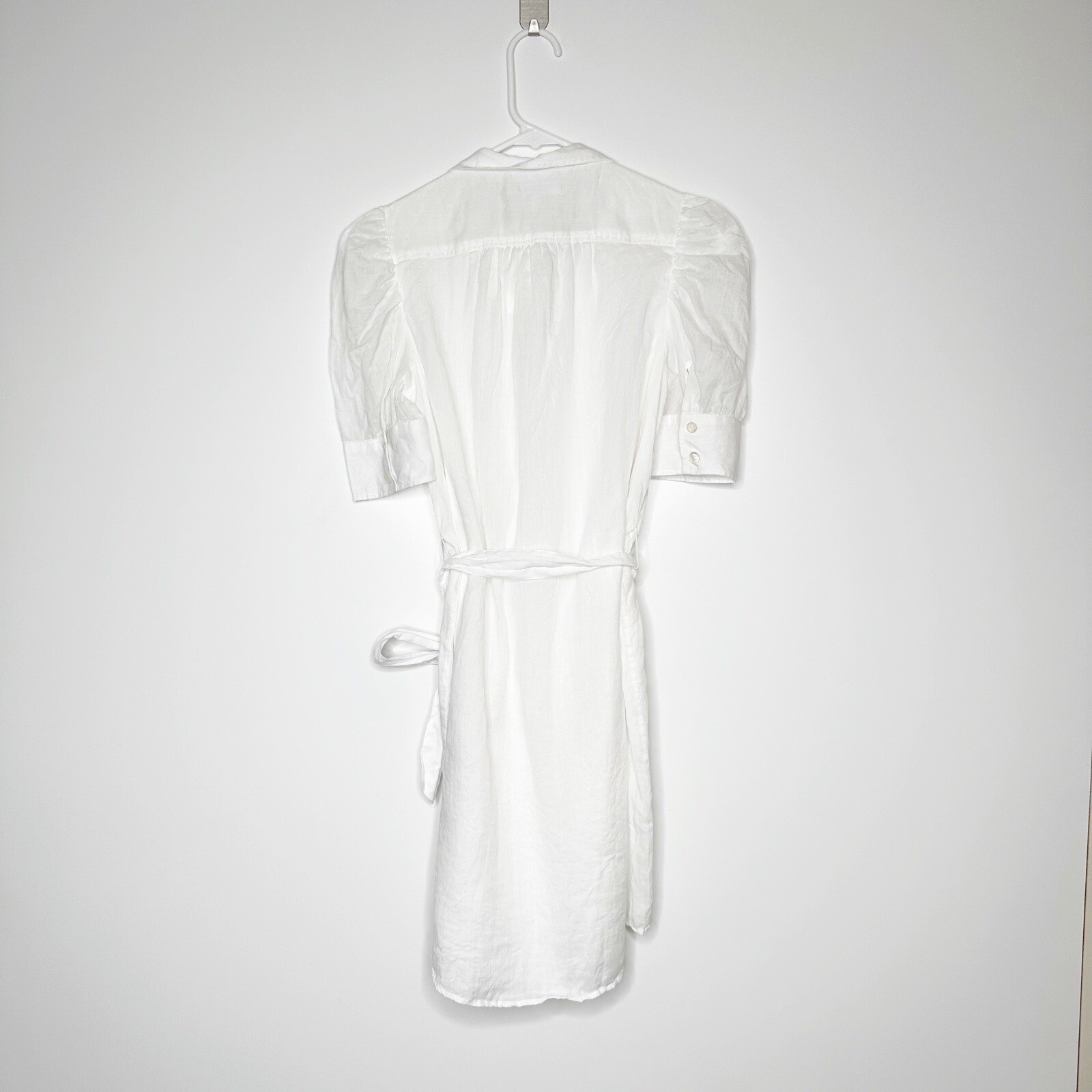 NWT FRAME Gillian Puff Sleeve Cotton Shirtdress Women’s White Blanc Size XS $398