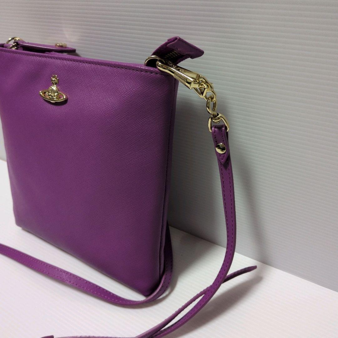 Vivienne Westwood Saffiano Leather Shoulder Bag Orb Purple Square 20cm #FH ZCA