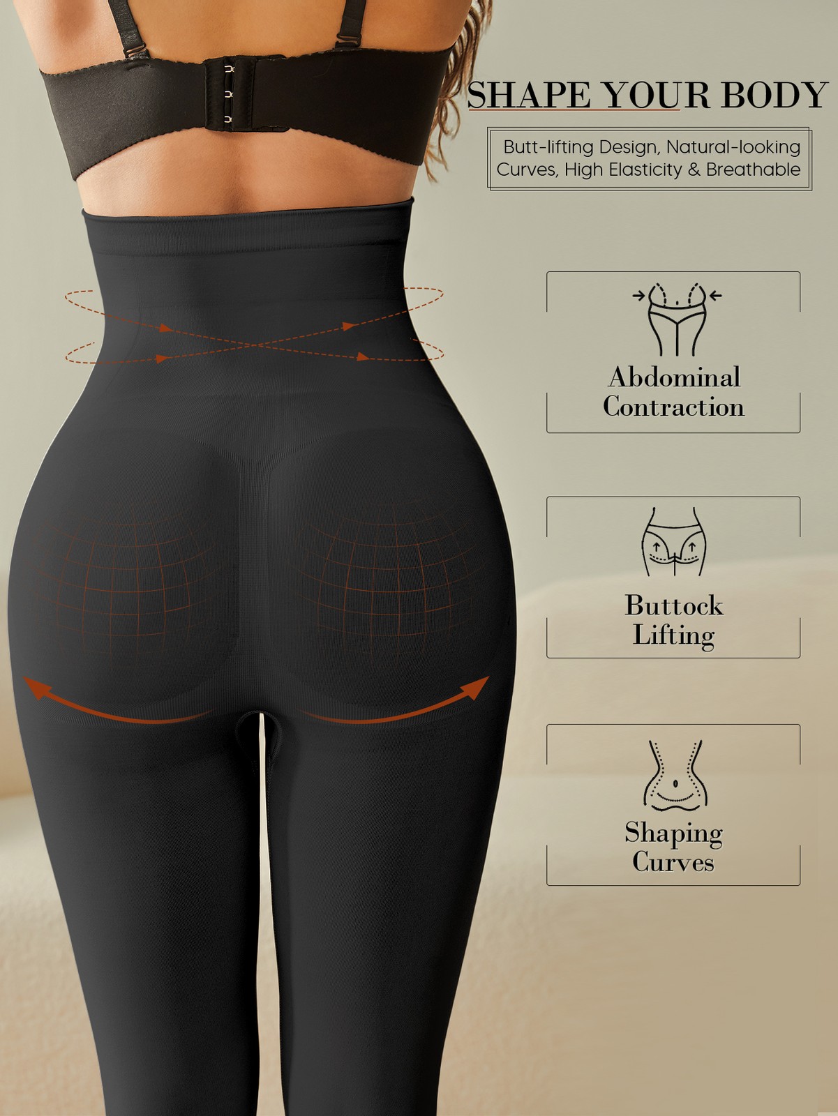 Slimming Anti Cellulite Compression Leggings Leg Shaper High Waist Black Pants