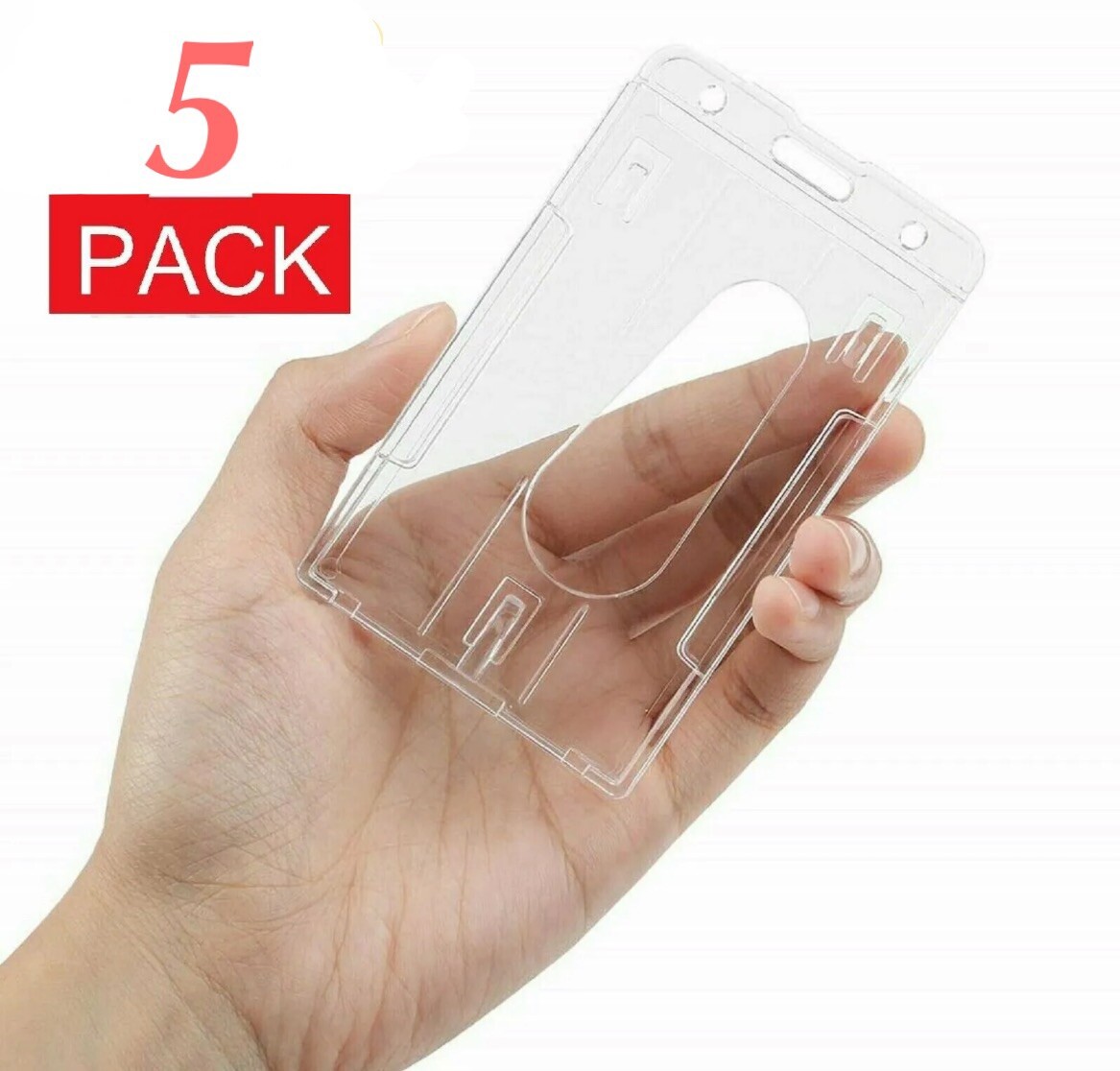 5 Pack ID Badge Holder Vertical Hard Plastic Card Holders – Work Airline Cruise