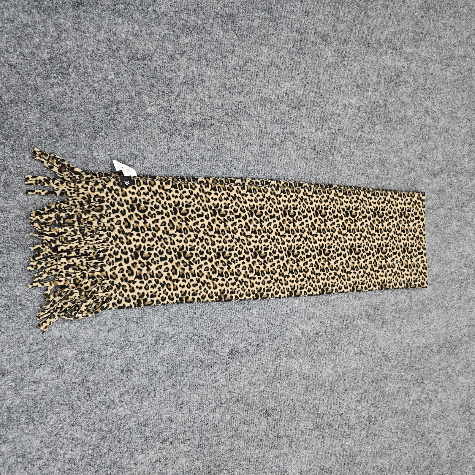 Leopard Print Scarf Multicolor Polyester Spandex Blend Decorative Fringe Border