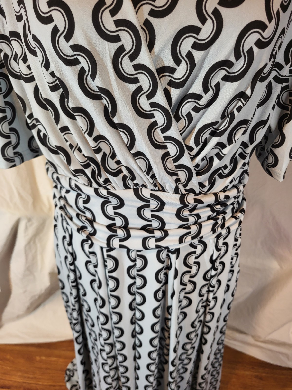 Jolie Moi Size 16 Geometric Blue S/S Dress