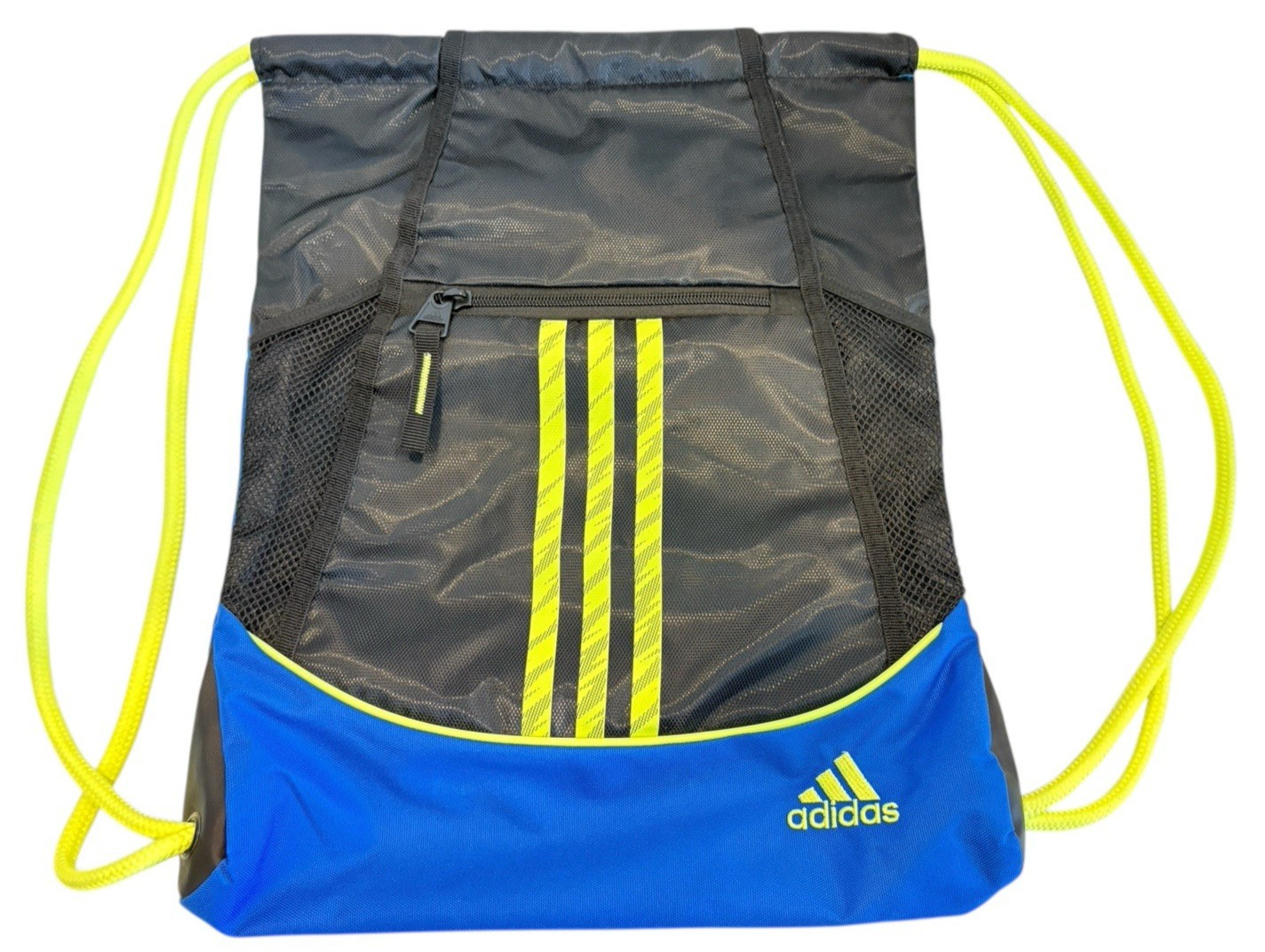 Adidas Blue Black Neon Sackpack Drawstring Backpack Bag