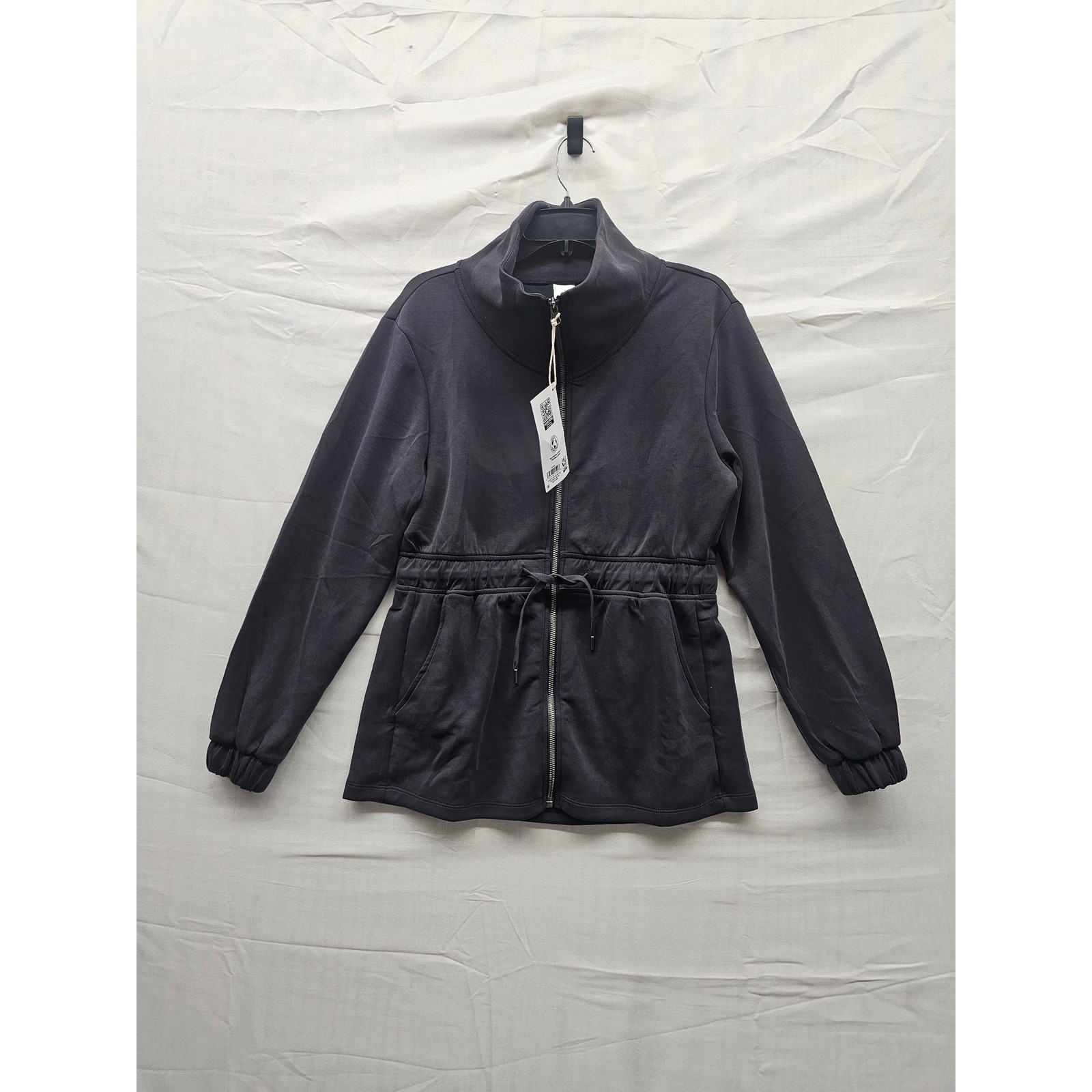 Member’s Mark Sandwash Jacket Black Full Zip Drawcord Waist MM24159 Womens Small