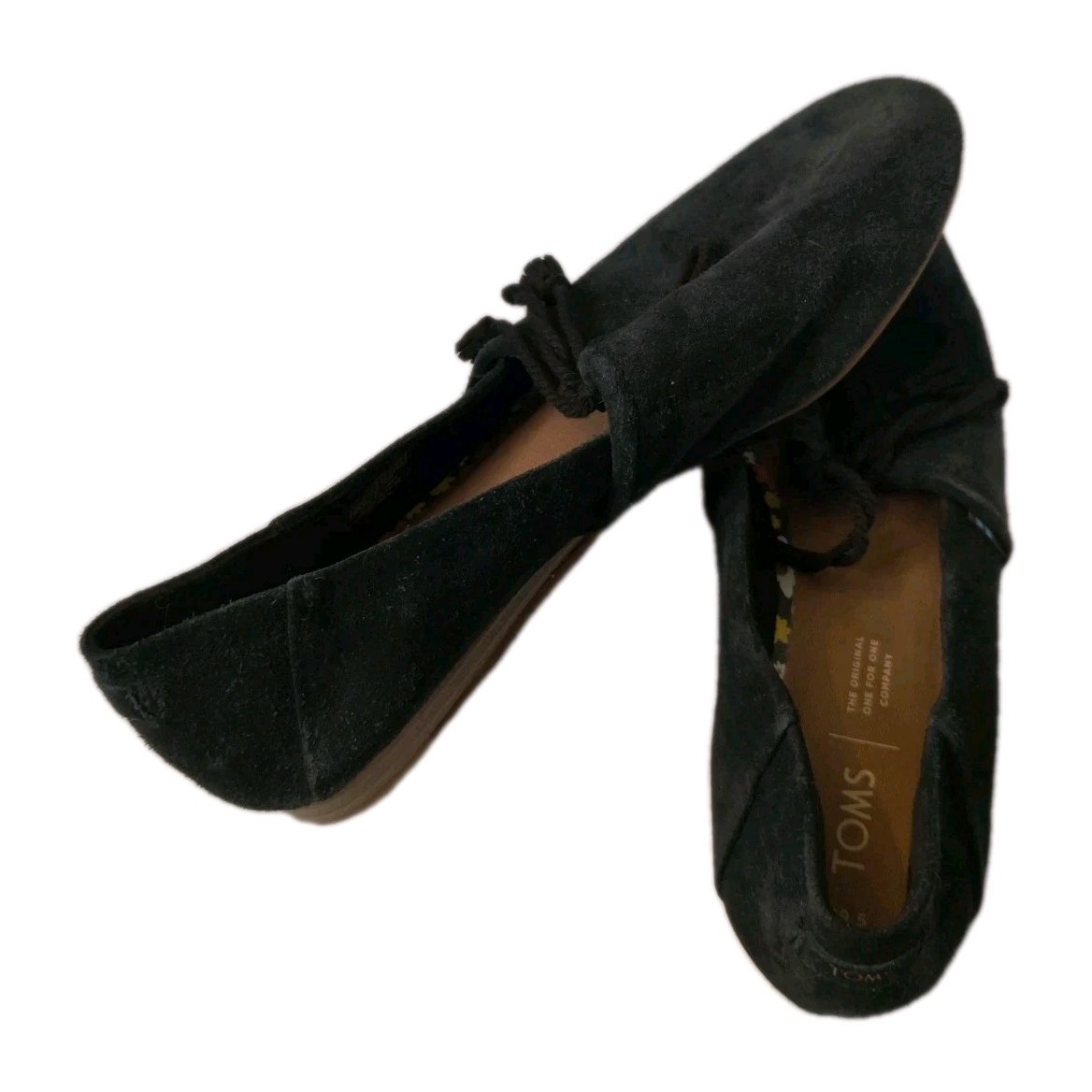 Toms Kelli Slip on Tassel Suede Flats Women Black
