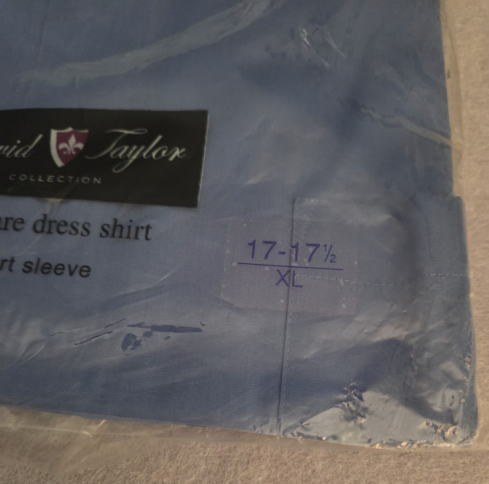 David Taylor Collection Dress Shirt Men’s XL 17-17.5 Blue Short Sleeve NEW