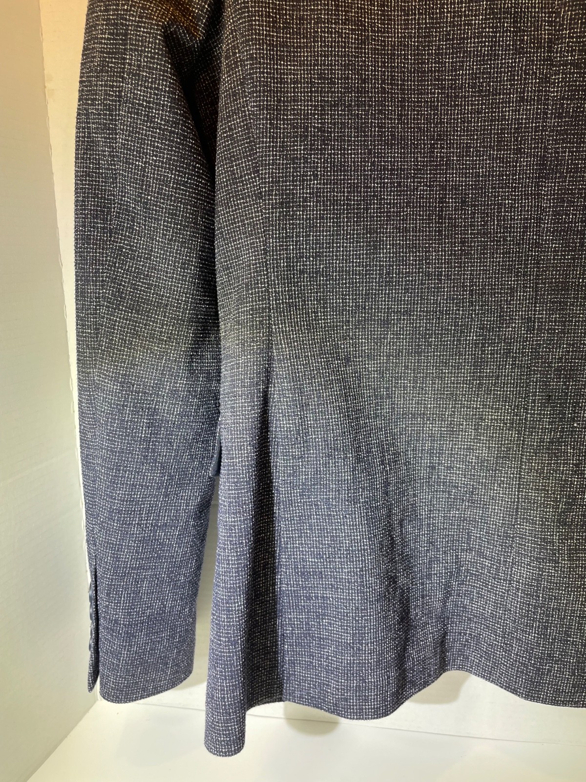 Moss London 40 Men Gray Chevron Slim Fit Tweed Wool-Blend Single-Breasted Blazer