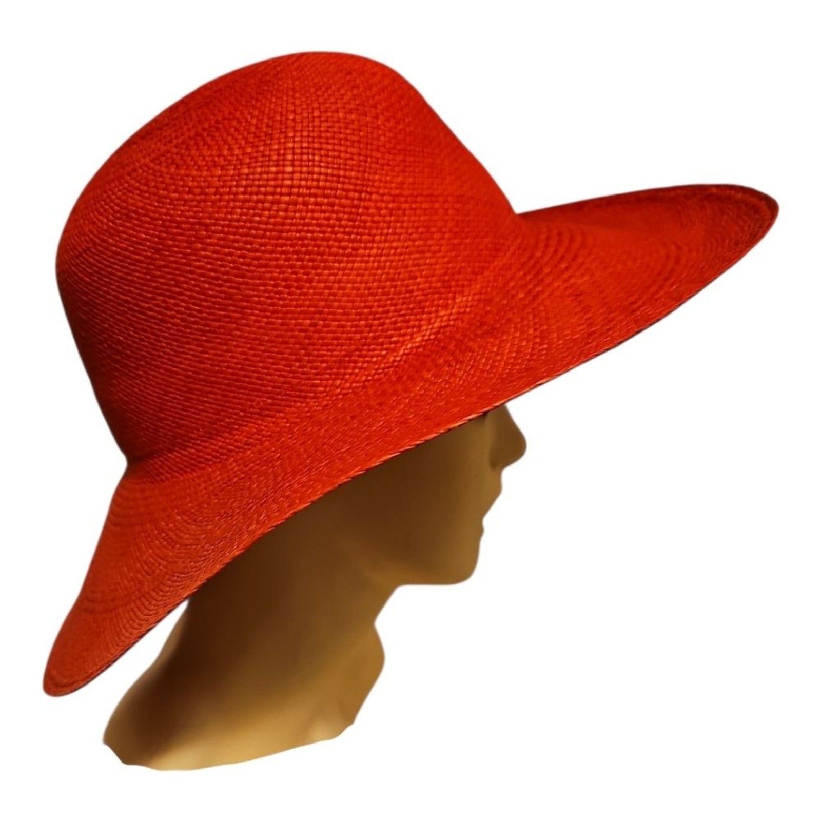 Greenpacha Panama Hat Medium Red Wide Brim 100% Toquilla Straw Handmade