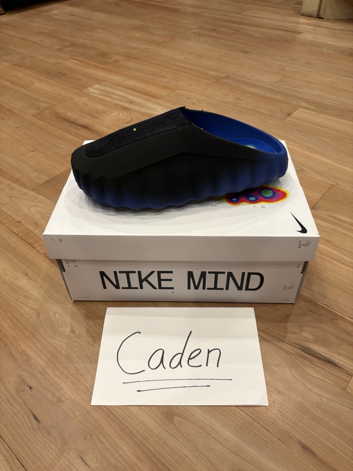 IN HAND Nike Mind Slide 001 Flyknit Hyper Royal Black Size 11 *BRAND NEW*