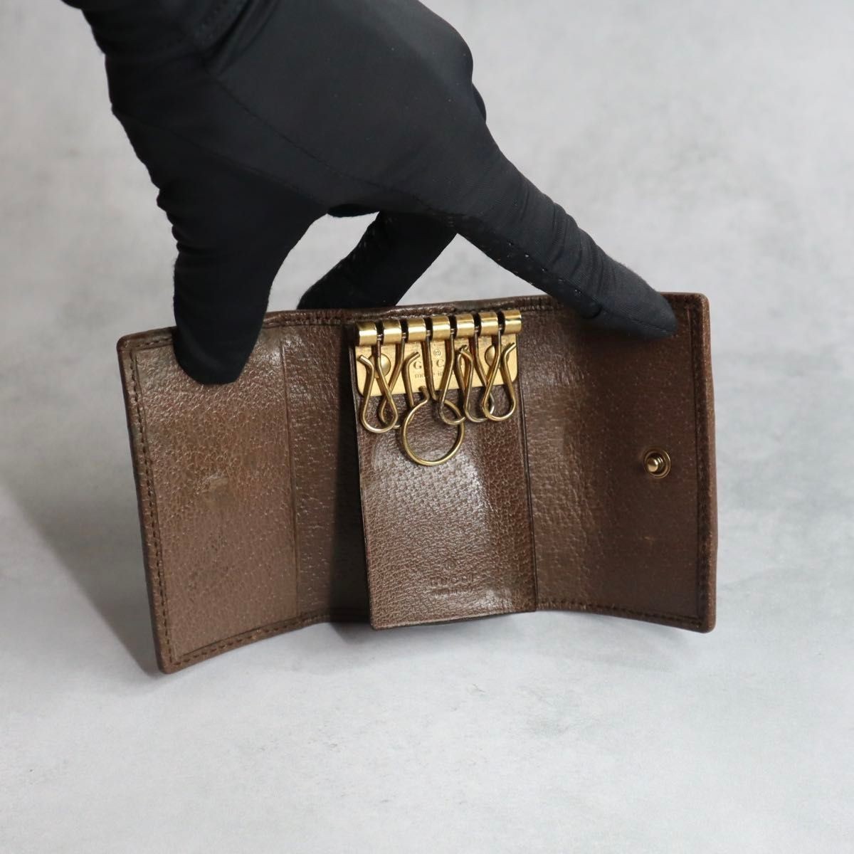 GUCCI Ophidia GG Marmont 6 Key Holder Case Brown Beige 603732