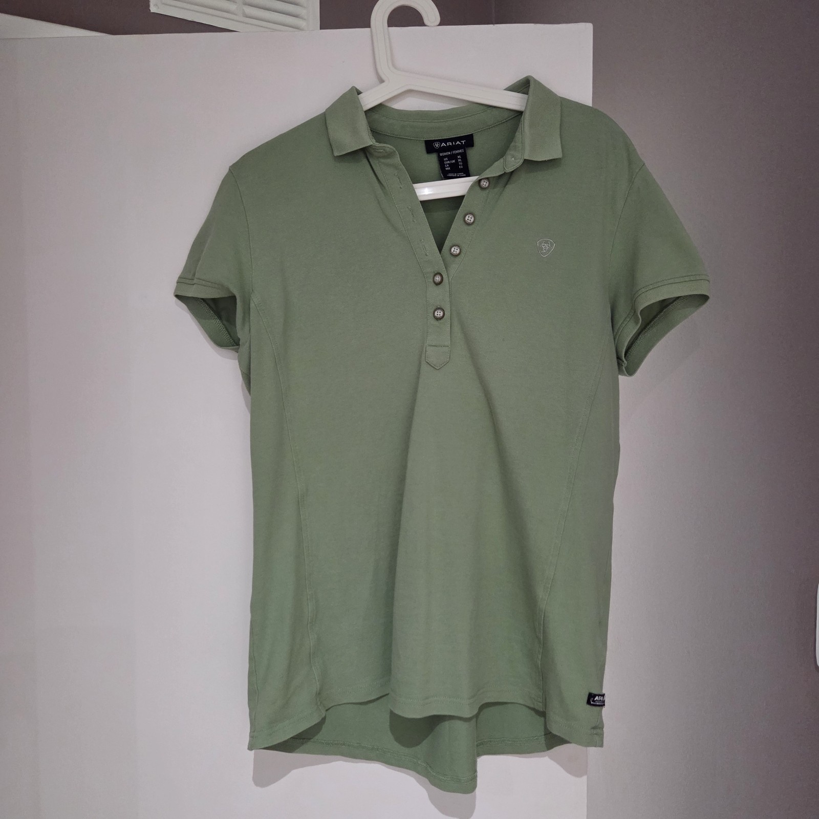Ariat Womans Prix 2.0 Poloshirt In ‘Basil’ green’ Size XL