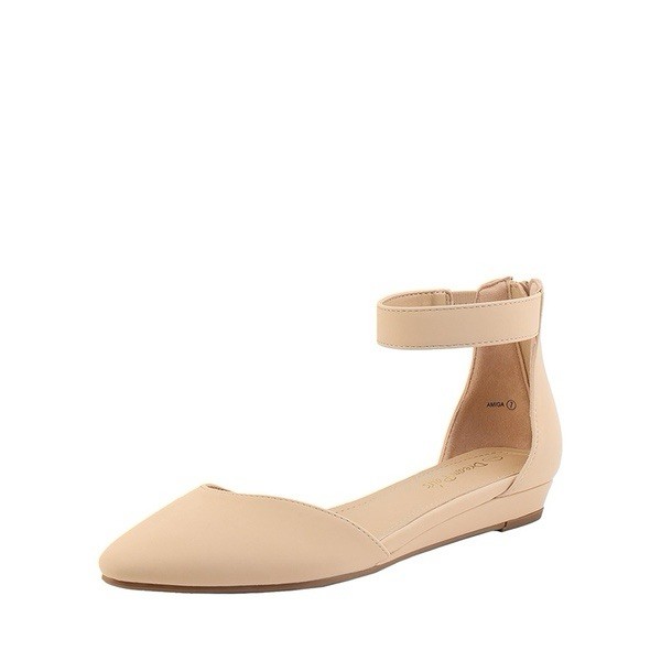 Size 8.5 Beige DREAM PAIRSAmiga Ankle Strap Flats Shoes