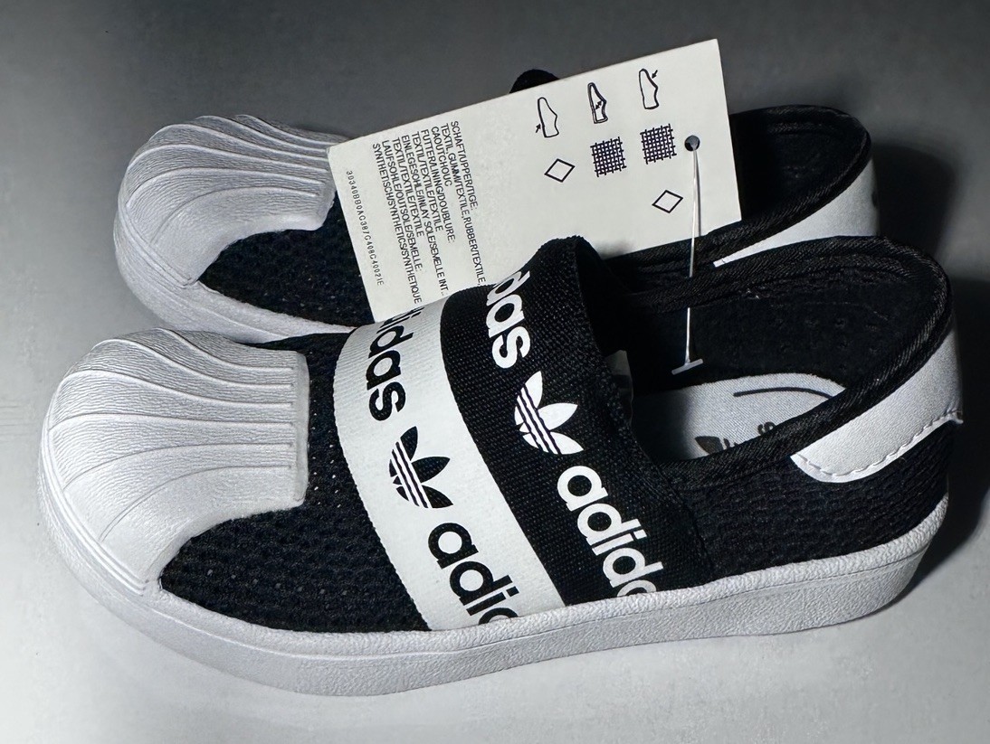 adidas Superstar SMR 360 C Boys Slip-On Shoes Black White Originals 11.5K NWT