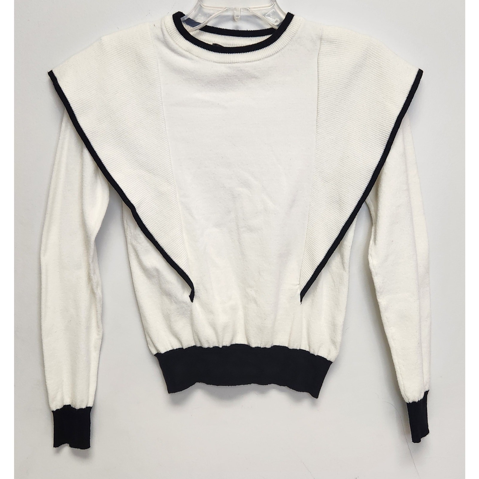 HAODUOYI Womens Black & White Long Sleeve Top-Size Small
