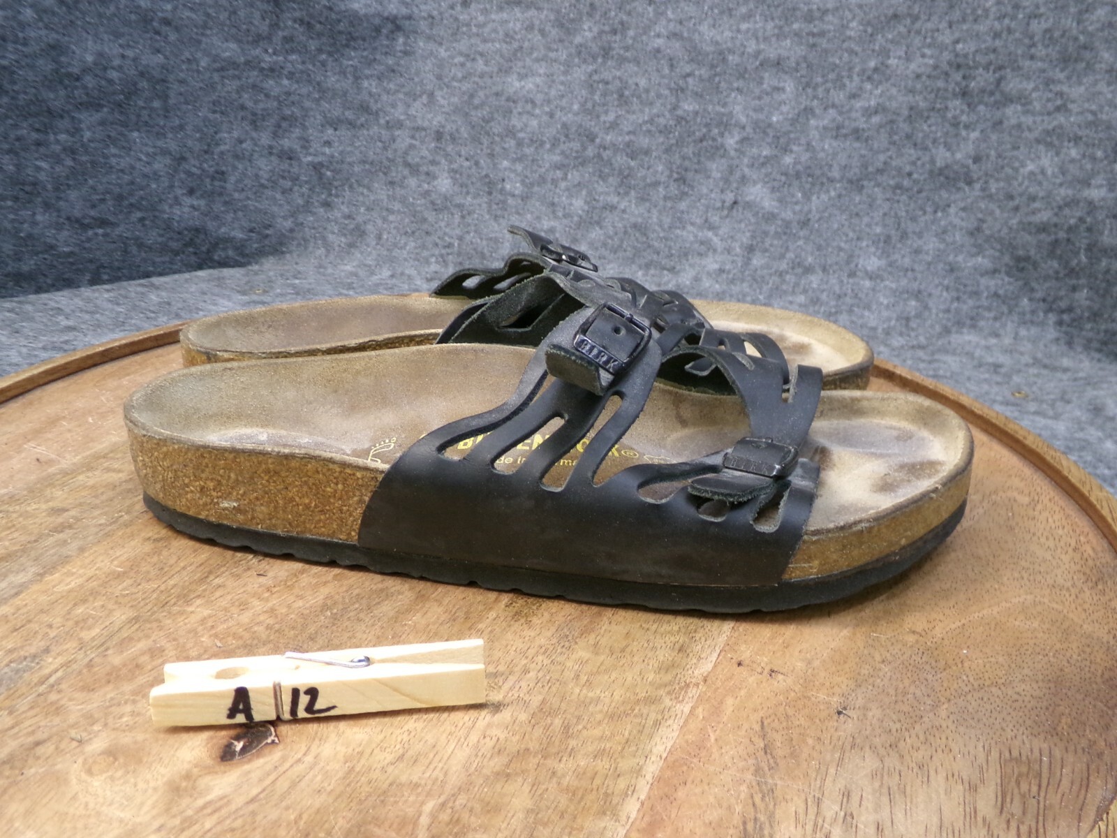 Birkenstock Women’s Granada Black Leather Slides Sandals Size 38 US 7 Reg.