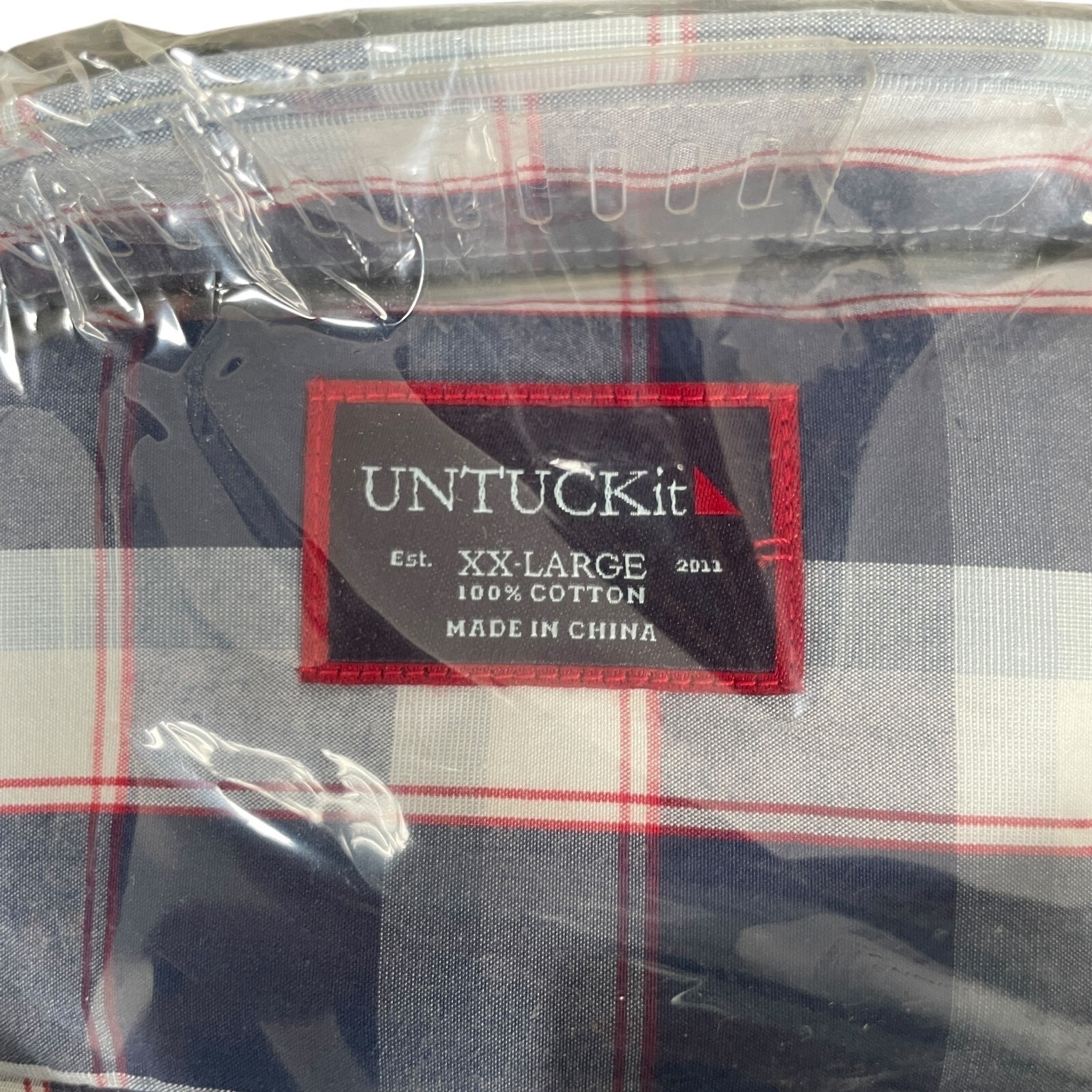 UNTUCKit St. Pierre Button Down Shirt Mens 2XL Reg Blue Plaid Long Sleeve NEW