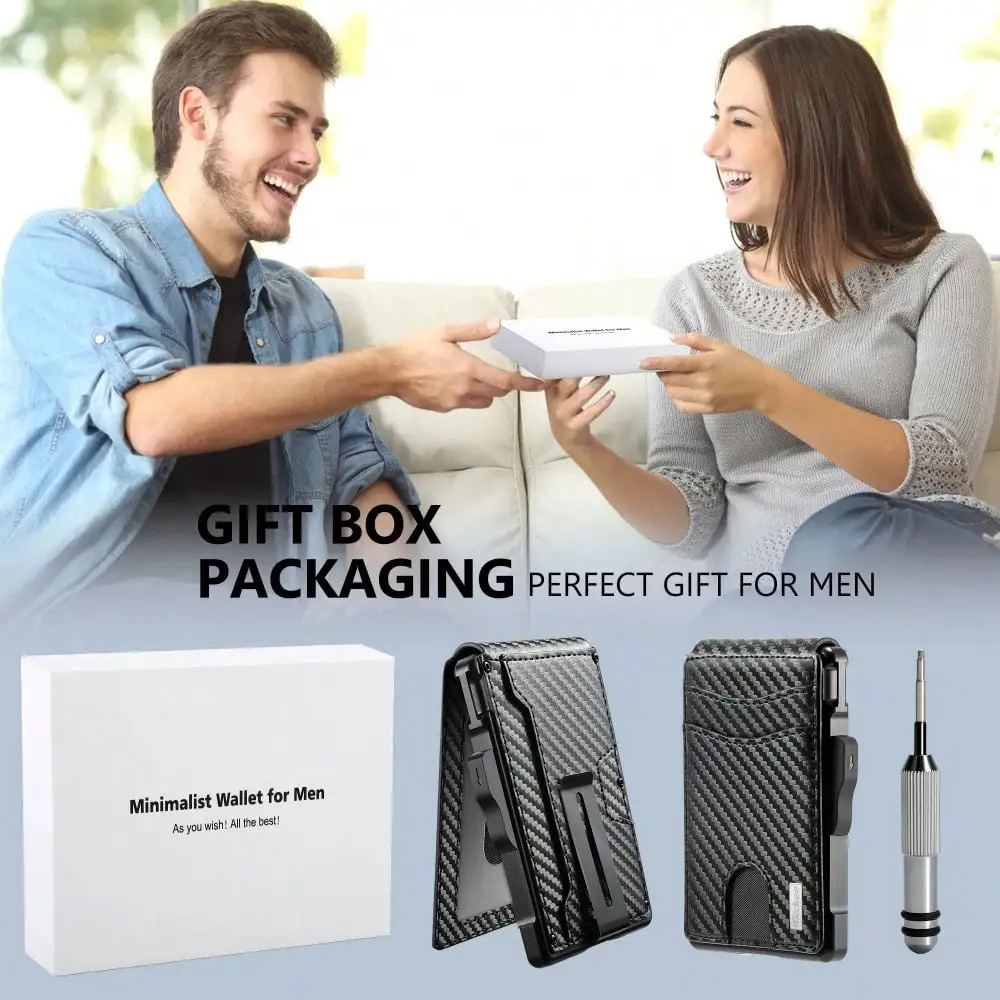 Wallet for Men, Mens Minimalist Wallet 9-13 Cards, Slim Compact Wallet with Mone
