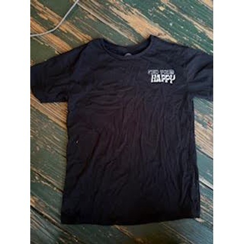 Wonder Nation Boys Find Your Happy Smiley Face Graphic T-Shirt Black Large 10-12